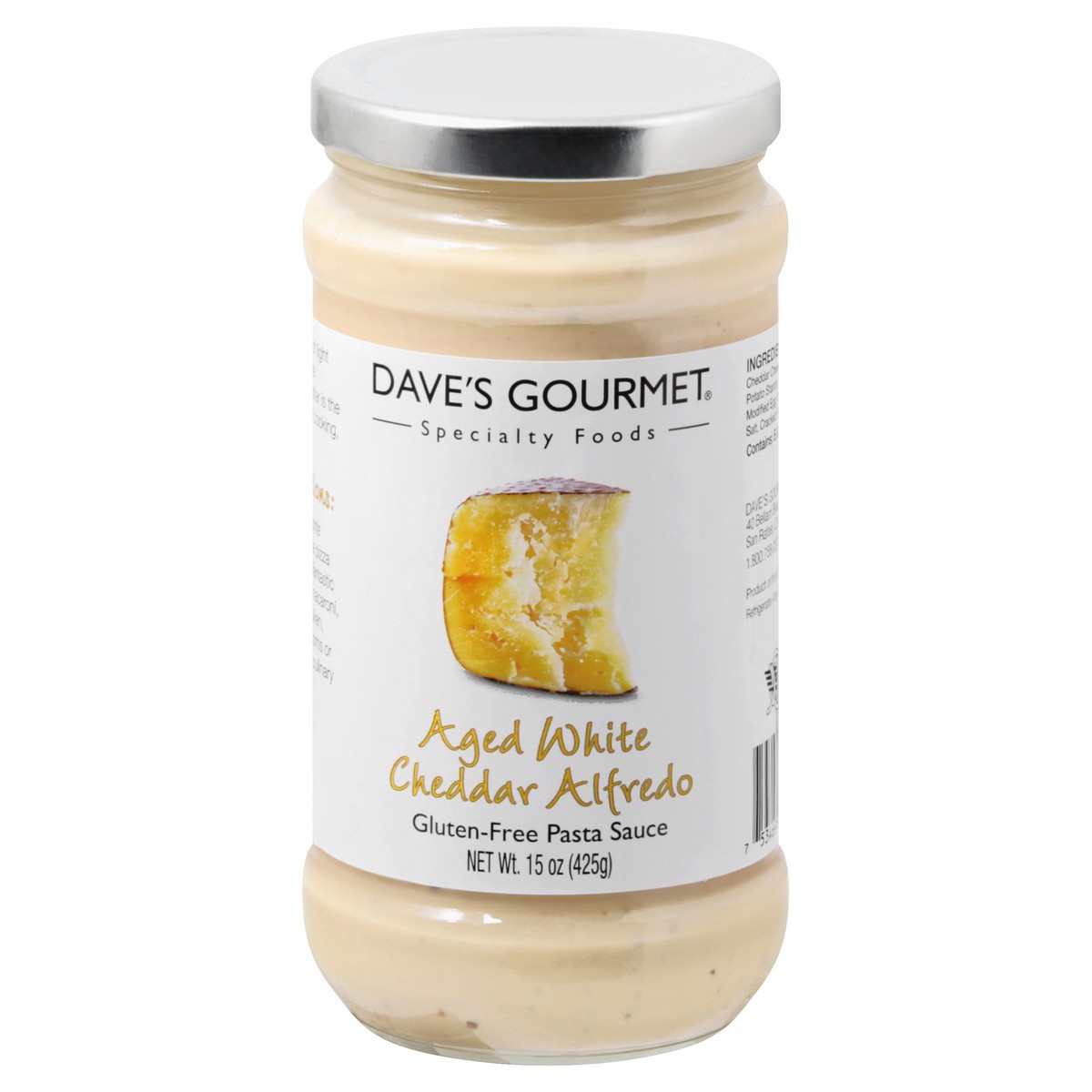 slide 13 of 13, Dave's Gourmet Aged White Cheddar Alfredo Pasta Sauce, 15 oz