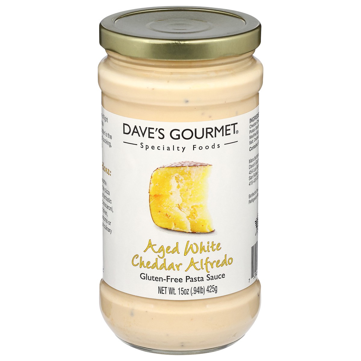 slide 1 of 13, Dave's Gourmet Aged White Cheddar Alfredo Pasta Sauce, 15 oz