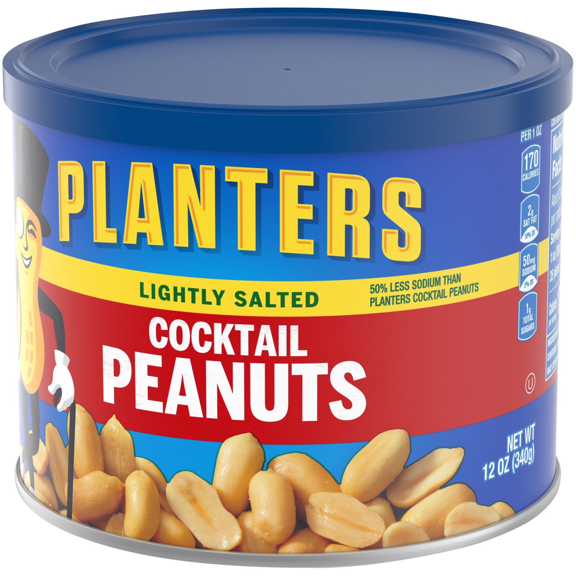slide 3 of 6, Planters Lightly Salted Cocktail Peanuts, 12 oz