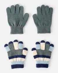 Carter's Boys 2-Pack Stripe Gloves - Blue/Green Multi 4-7