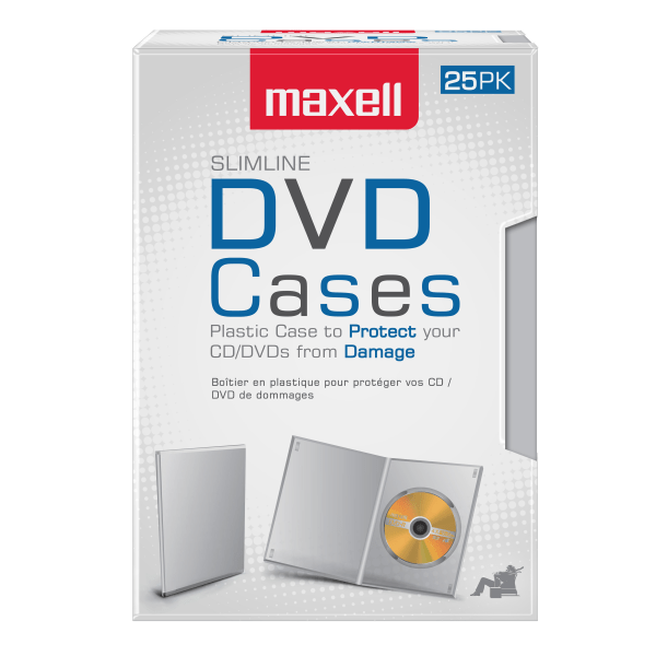 slide 1 of 3, Maxell Dvd Video Cases, Slim, Clear, Pack Of 25, 25 ct