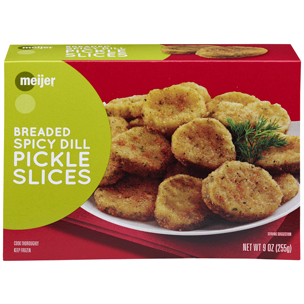 slide 1 of 1, Meijer Breaded Spicy Dill Pickle Slices, 9 oz