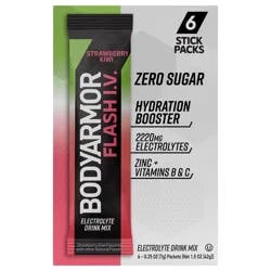 BODYARMOR Flash IV Strawberry Kiwi Pouches, 0.25 dry oz, 6 Pack