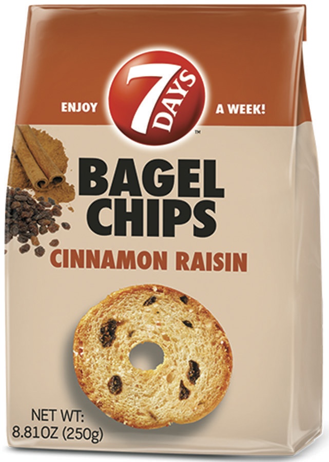 slide 1 of 1, 7DAYS Bagel Chips, Cinnamon Raisin, 3.17 oz