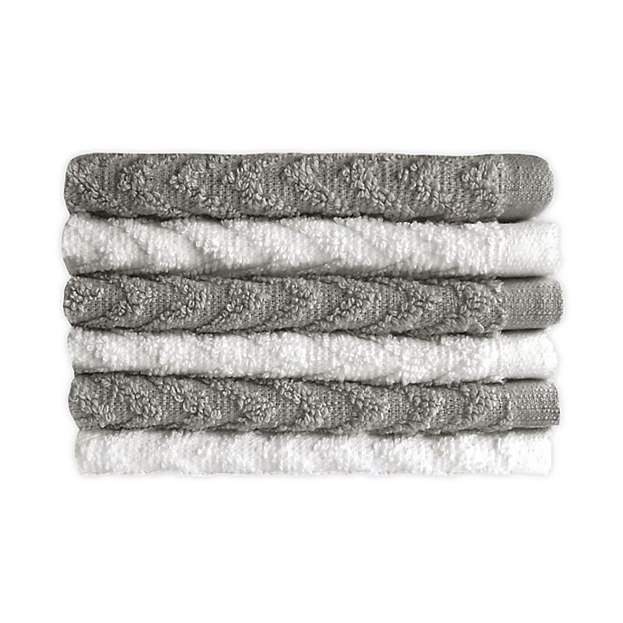 slide 1 of 2, SALT Washcloths - Grey/White, 6 ct