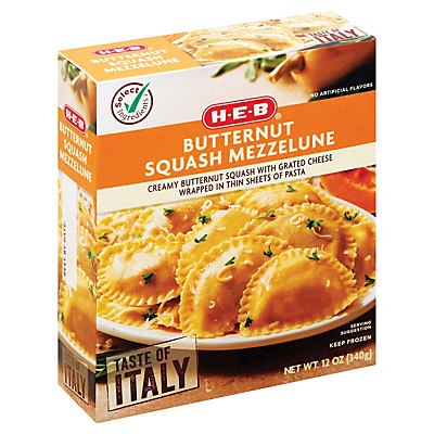 slide 1 of 1, H-E-B Butternut Squash Mezzelune, 12 oz