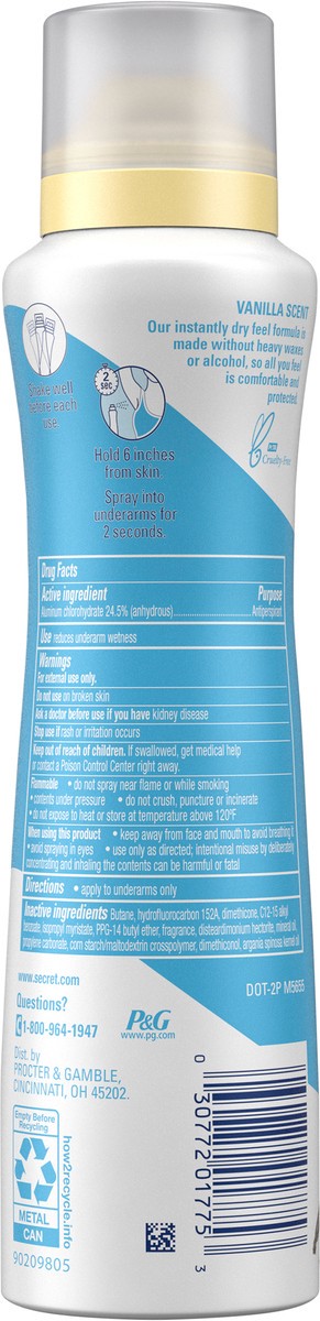 slide 2 of 3, Secret Dry Spray Antiperspirant Deodorant, Vanilla and Argan Oil, 4.1oz., 4.1 oz