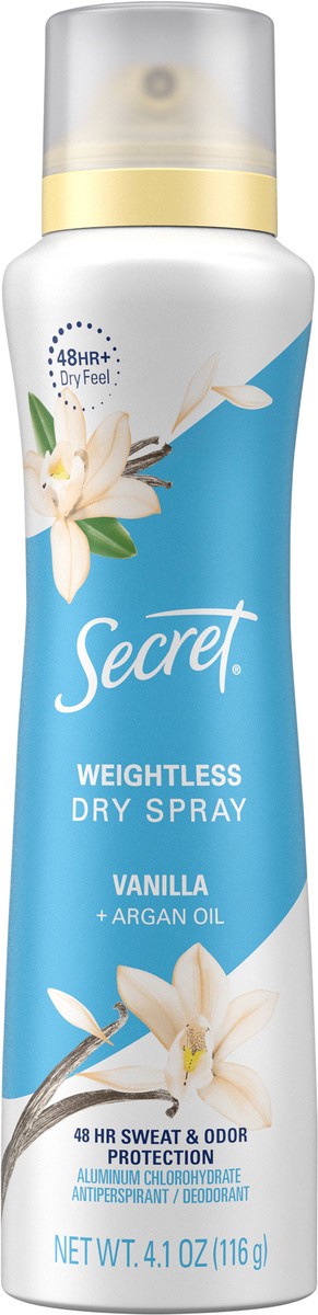 slide 3 of 3, Secret Dry Spray Antiperspirant Deodorant, Vanilla and Argan Oil, 4.1oz., 4.1 oz