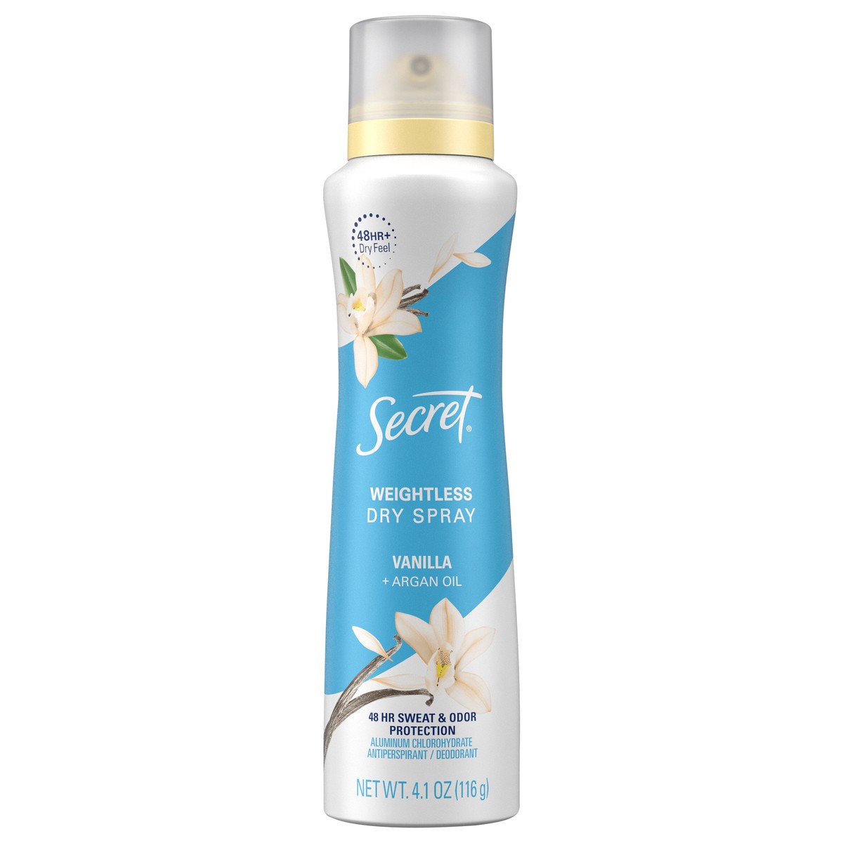 slide 1 of 3, Secret Dry Spray Antiperspirant Deodorant, Vanilla and Argan Oil, 4.1oz., 4.1 oz