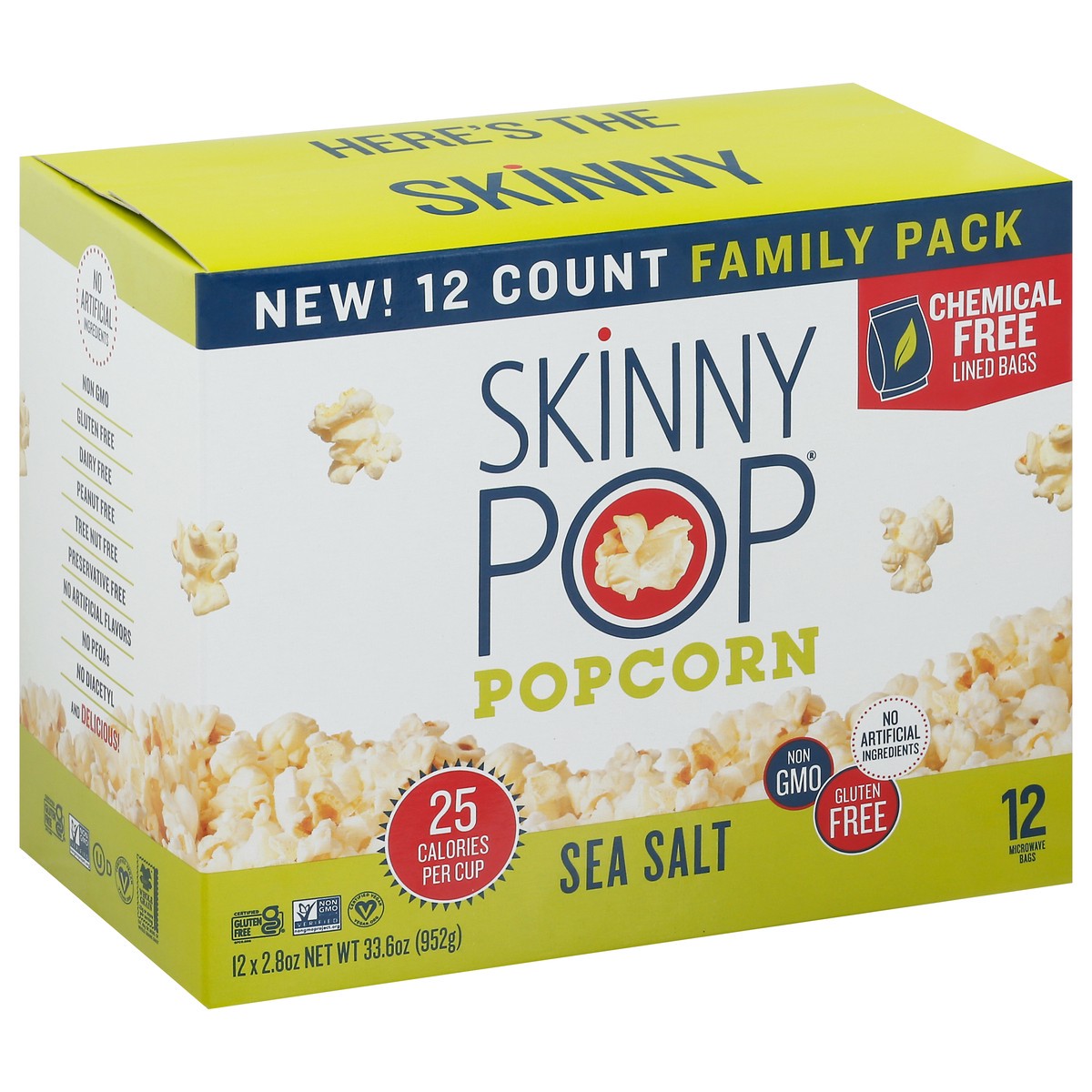 slide 3 of 15, SkinnyPop Family Pack Sea Salt Popcorn 12 - 2.8 oz Bags, 12 ct