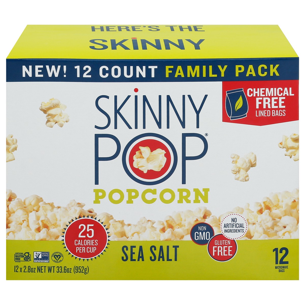 slide 12 of 15, SkinnyPop Family Pack Sea Salt Popcorn 12 - 2.8 oz Bags, 12 ct