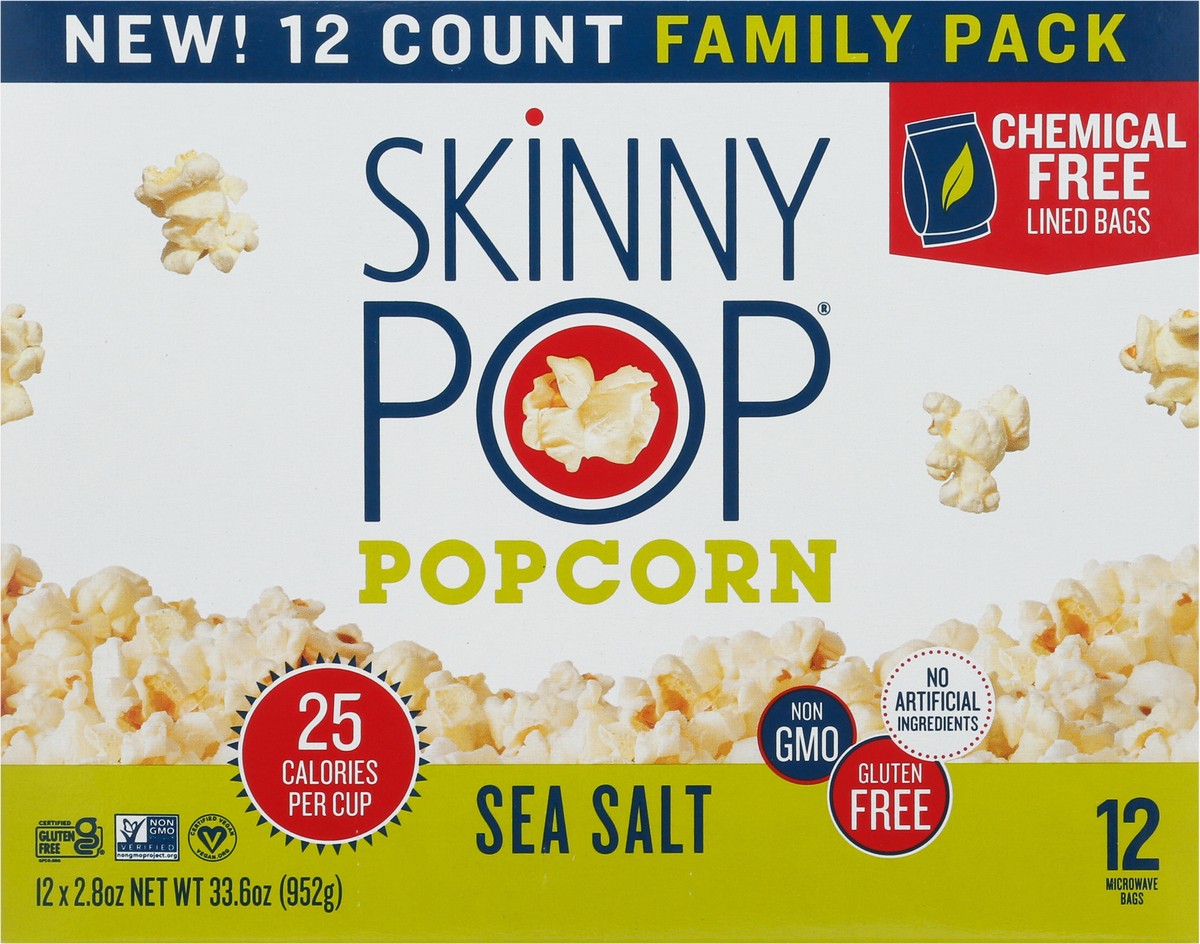 slide 15 of 15, SkinnyPop Family Pack Sea Salt Popcorn 12 - 2.8 oz Bags, 12 ct