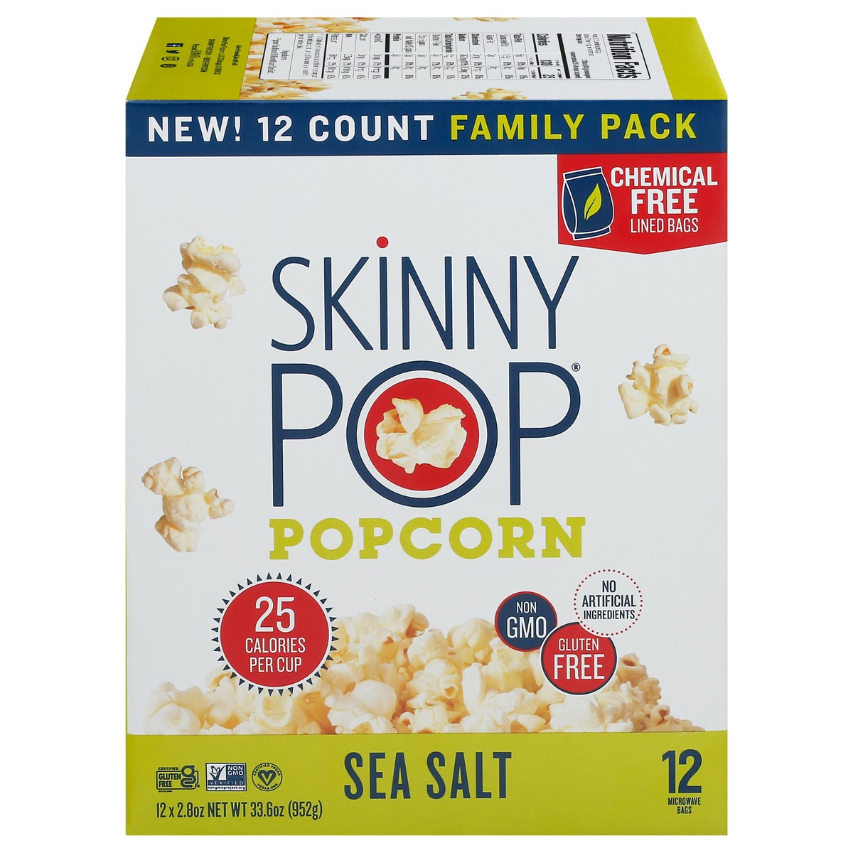 slide 1 of 15, SkinnyPop Family Pack Sea Salt Popcorn 12 - 2.8 oz Bags, 12 ct