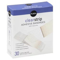 Publix Bandages, Adhesive, Clear Strip, One Size