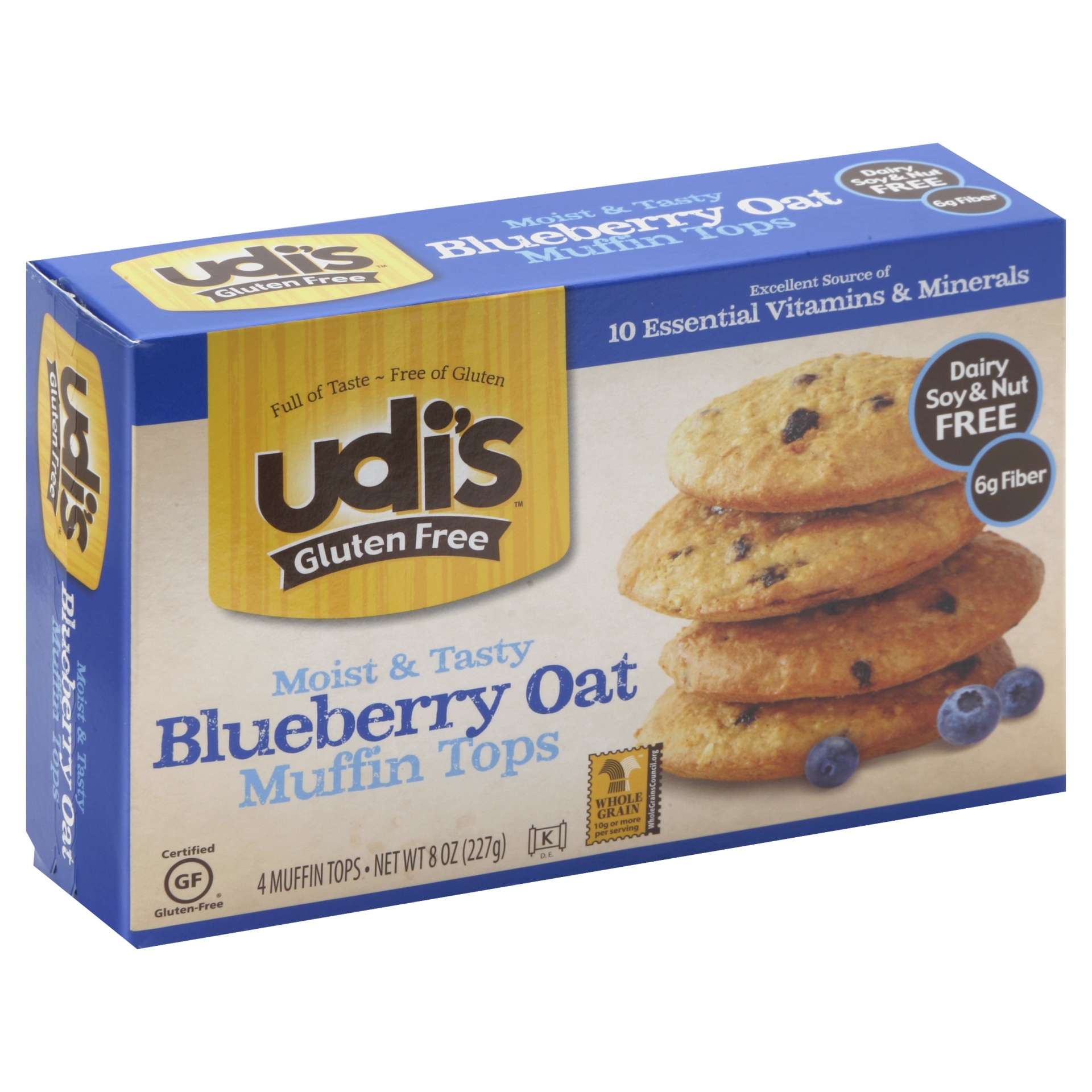 slide 1 of 4, Udi's Gluten Free Moist & Tasty Blueberry Oat Muffin Tops, 8 oz