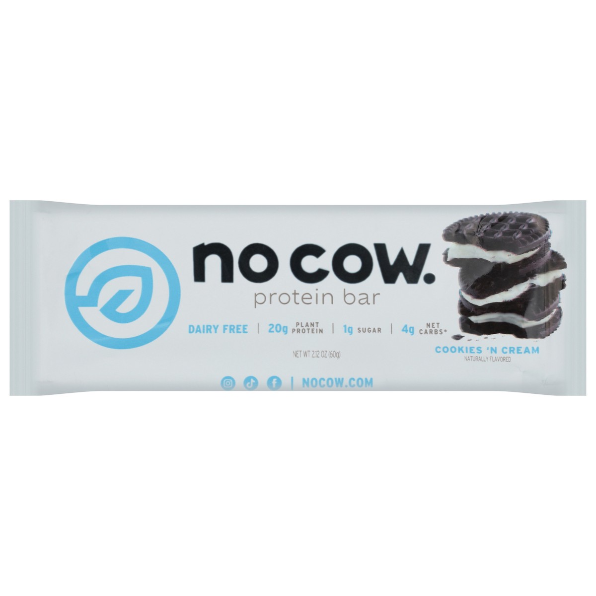 slide 1 of 13, No Cow Dairy Free Cookies 'N Cream Protein Bar 2.12 oz, 2.12 oz