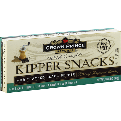 slide 1 of 2, Crown Prince Cracked Black Pepper Kipper Snacks, 3.25 oz