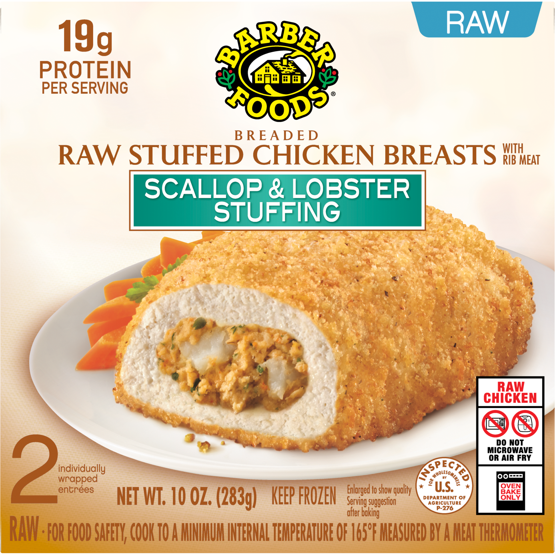 slide 1 of 8, Barber Foods Stuffed Chicken Breasts Scallop Lobster, 2 Count, 283.50 g