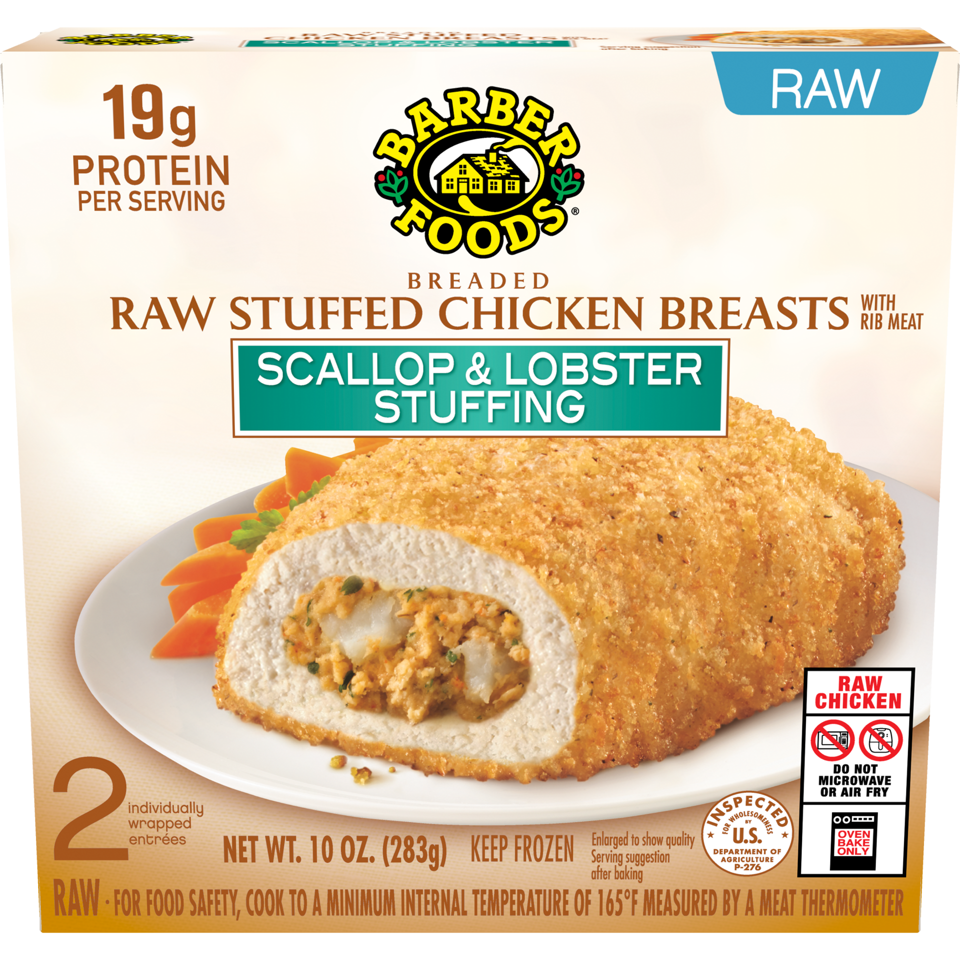 slide 1 of 8, Barber Foods Stuffed Chicken Breasts Scallop Lobster, 2 Count, 283.50 g