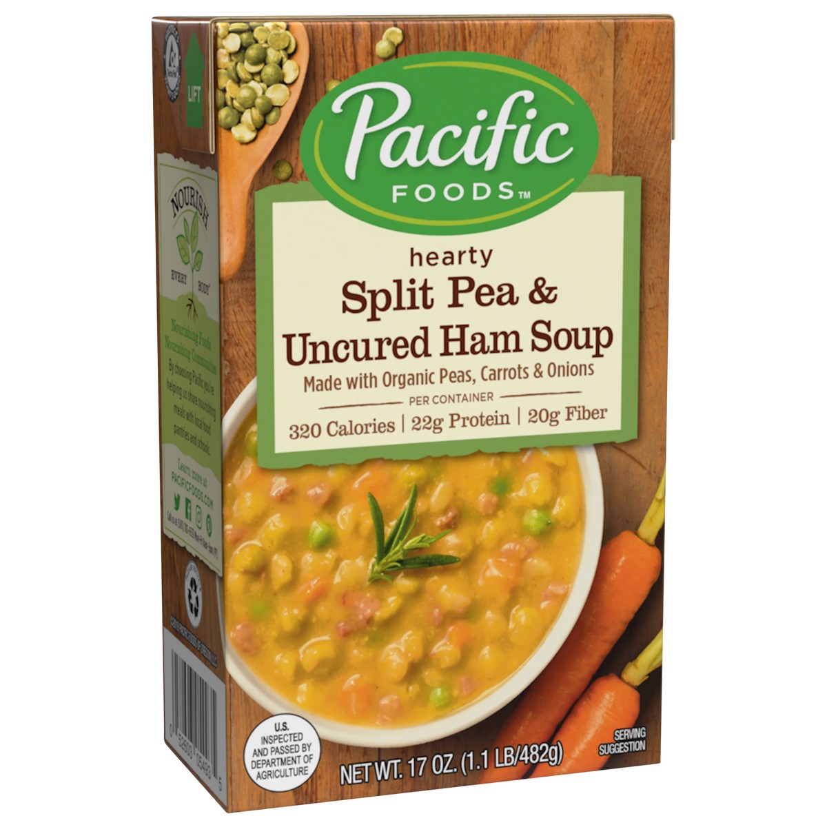 slide 6 of 8, Pacific Foods Split Pea & Uncured Ham Soup, 17oz, 17 oz