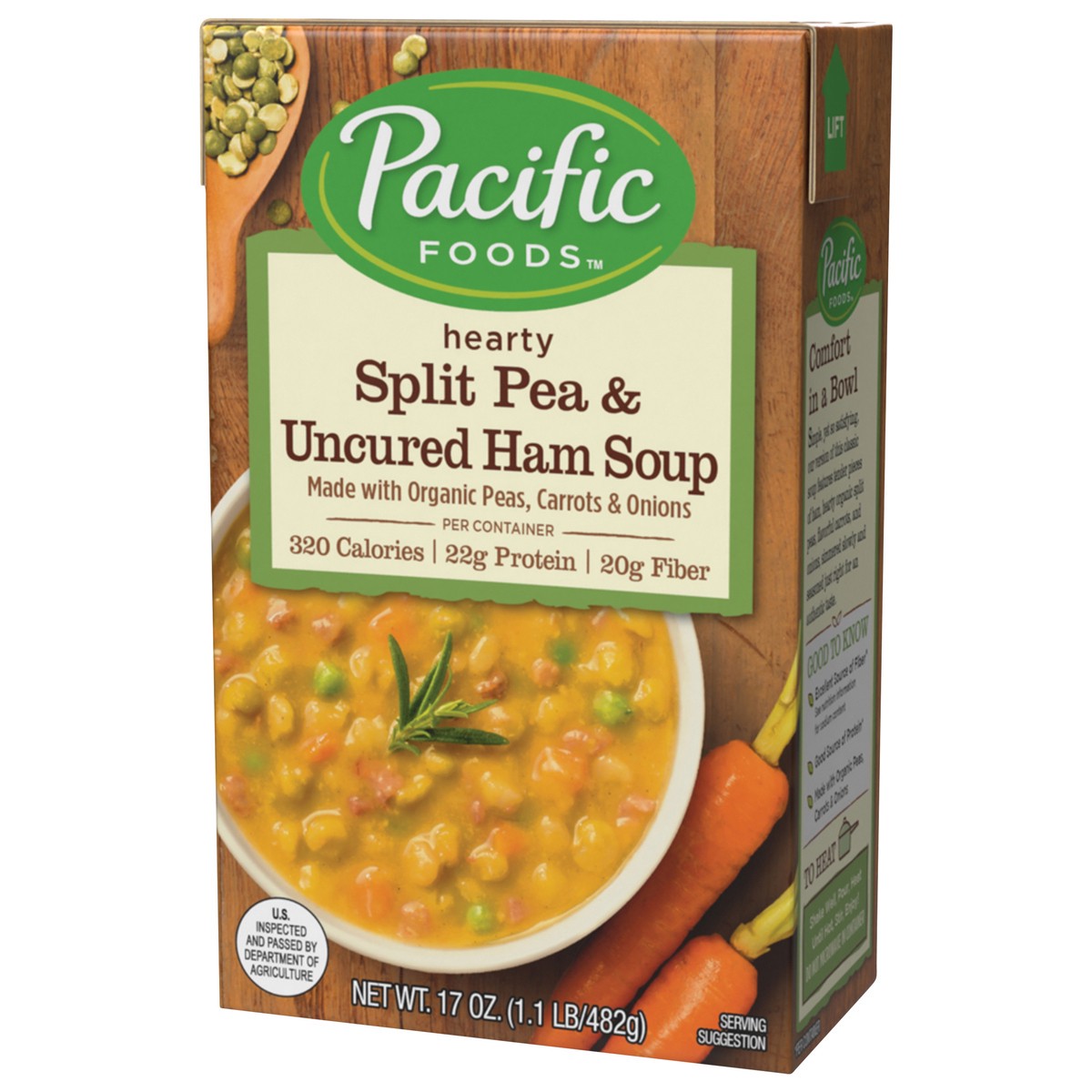 slide 5 of 8, Pacific Foods Split Pea & Uncured Ham Soup, 17oz, 17 oz