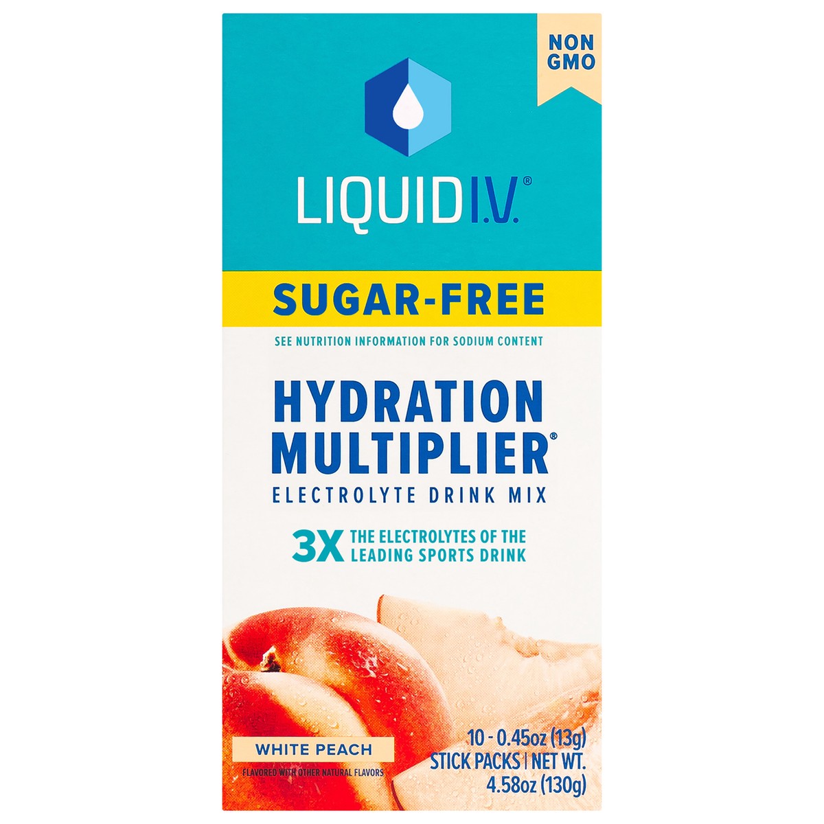 slide 1 of 10, Liquid I.V. Sugar Free Hydration Multiplier Vegan Powder Electrolyte Supplements - White Peach - 0.45oz/10ct, 10 ct