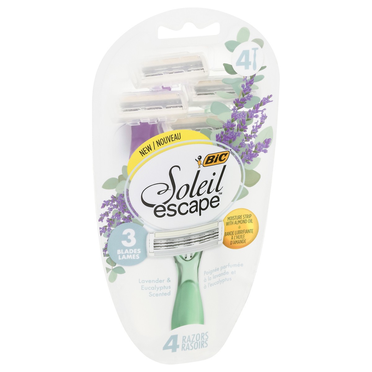 slide 5 of 9, BIC Soleil Escape Lavender & Eucalyptus Scented 3 Blades Razors 4 ea, 4 ct