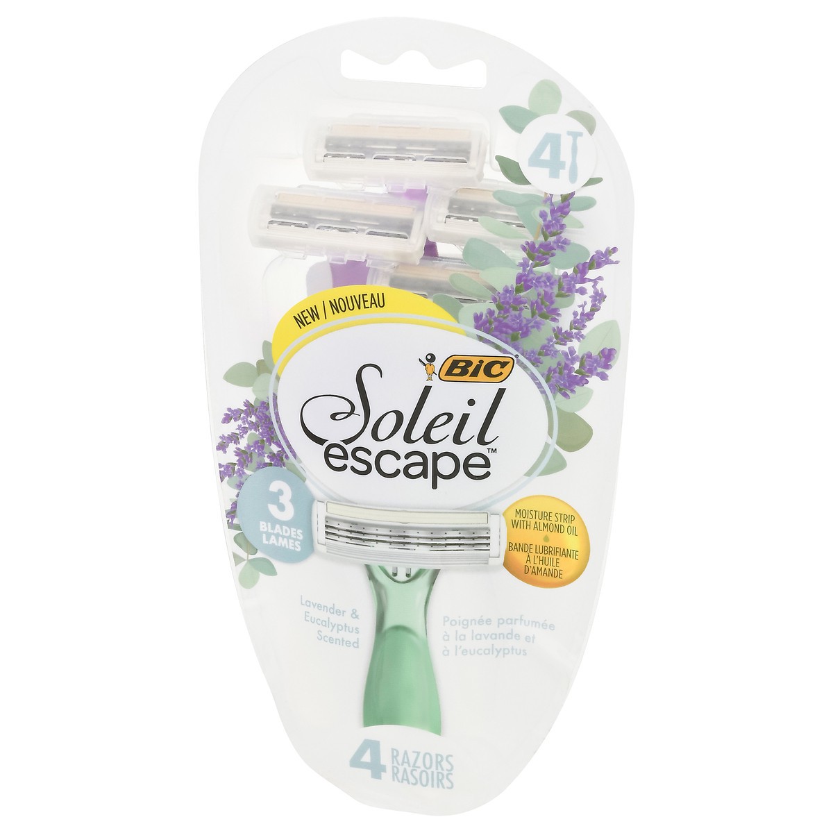 slide 3 of 9, BIC Soleil Escape Lavender & Eucalyptus Scented 3 Blades Razors 4 ea, 4 ct