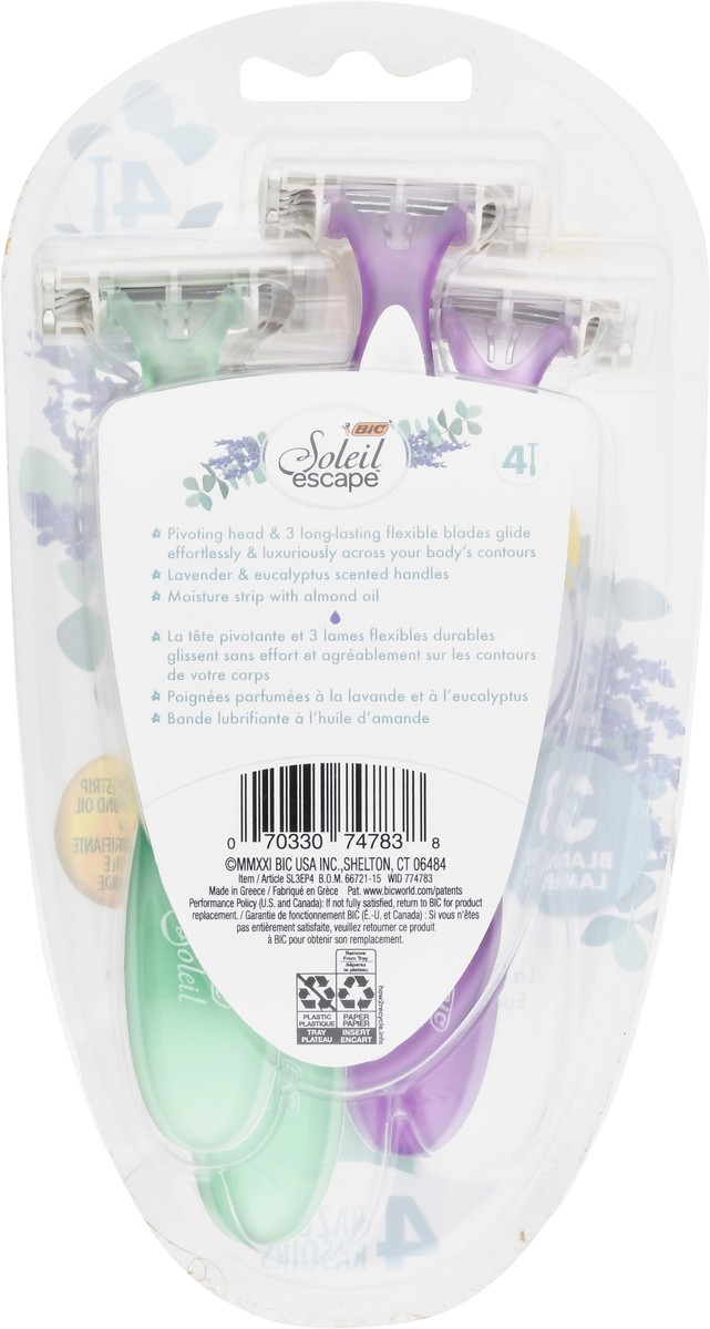 slide 6 of 9, BIC Soleil Escape Lavender & Eucalyptus Scented 3 Blades Razors 4 ea, 4 ct