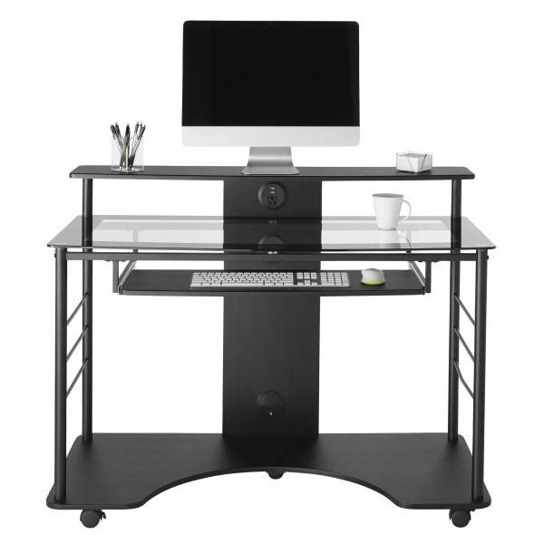 slide 2 of 3, Realspace® 47""W Mobile Tech Desk Workstation, 36-1/16""H x 47-1/4""W x 26""D, Black, 1 ct
