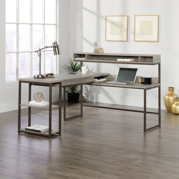 slide 4 of 10, Sauder® Manhattan Gate 61""W L-Shape Computer Desk With Wireless Charger, Mystic Oak, 1 ct