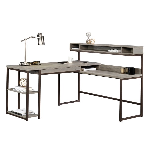 slide 8 of 10, Sauder® Manhattan Gate 61""W L-Shape Computer Desk With Wireless Charger, Mystic Oak, 1 ct