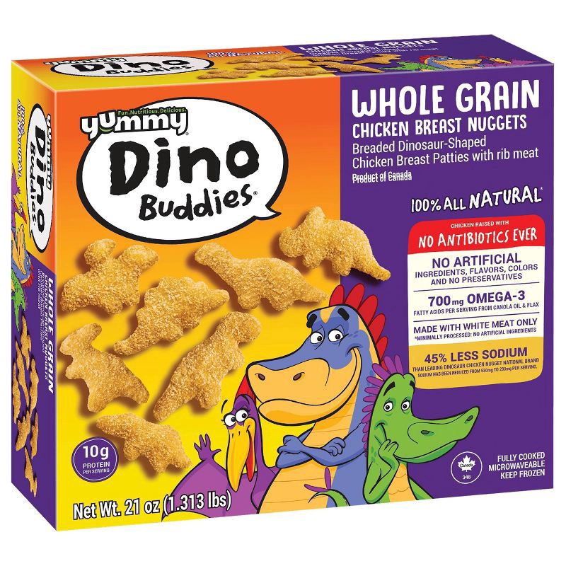 slide 1 of 9, Yummy Whole Grain Dinosaur-Shaped Chicken Breast Nuggets, 21 oz, 21 oz