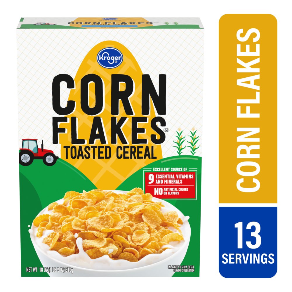 slide 1 of 3, Kroger Corn Flakes, 18 oz