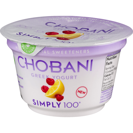 slide 5 of 8, Chobani Simply 100 Non-Fat Greek Yogurt, Raspberry Lemon Blended, 5.3 oz