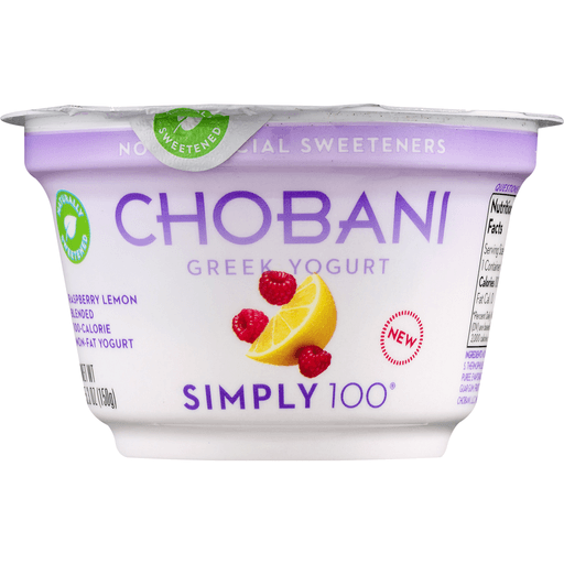 slide 8 of 8, Chobani Simply 100 Non-Fat Greek Yogurt, Raspberry Lemon Blended, 5.3 oz