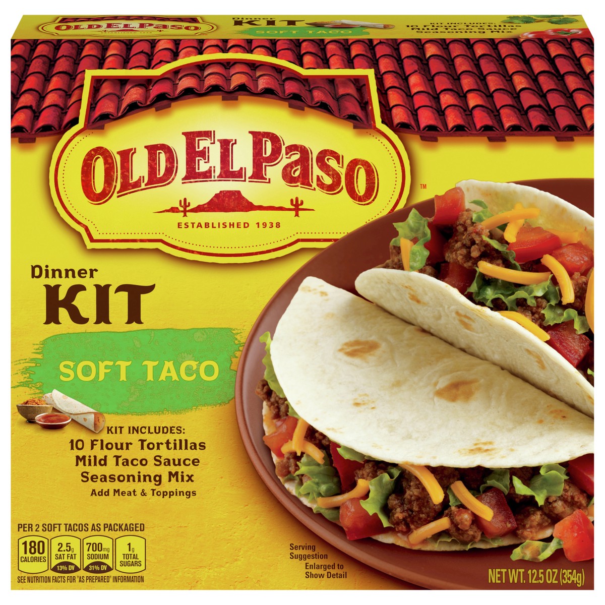 slide 1 of 9, Old El Paso Soft Taco Dinner Kit, 12.5 oz., 12.50 oz
