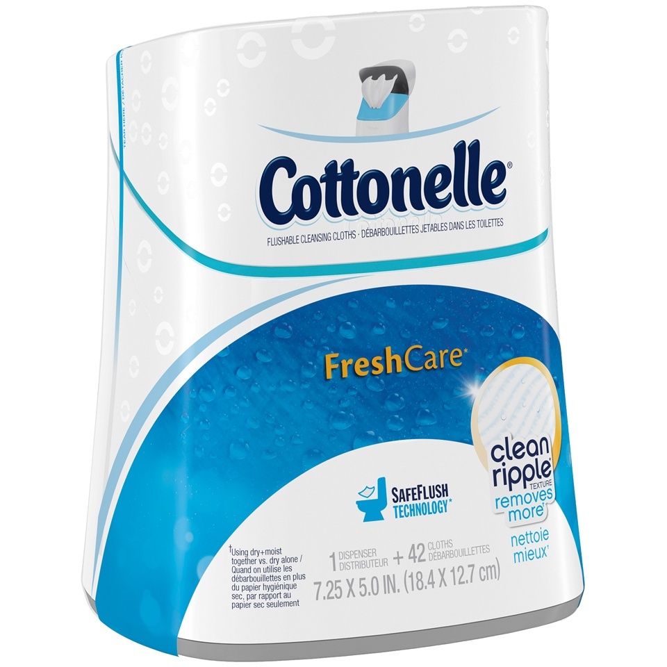 slide 1 of 1, Cottonelle Fresh Care Flushable Cleansing Cloths Dispenser, 42 ct