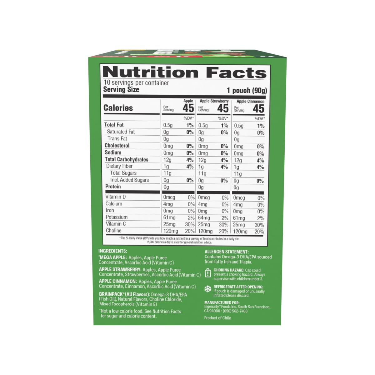 slide 4 of 9, BRAINIAC VARIETY PACK APPLESAUCE POUCHES, 10/3.2 oz