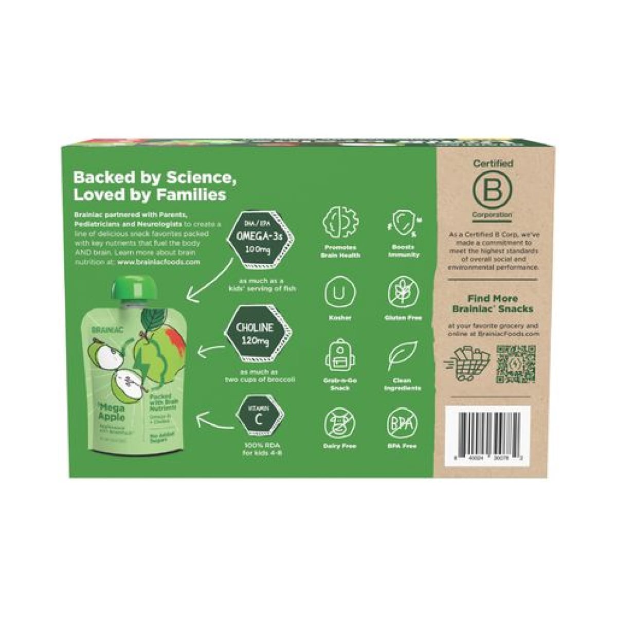 slide 3 of 9, BRAINIAC VARIETY PACK APPLESAUCE POUCHES, 10/3.2 oz