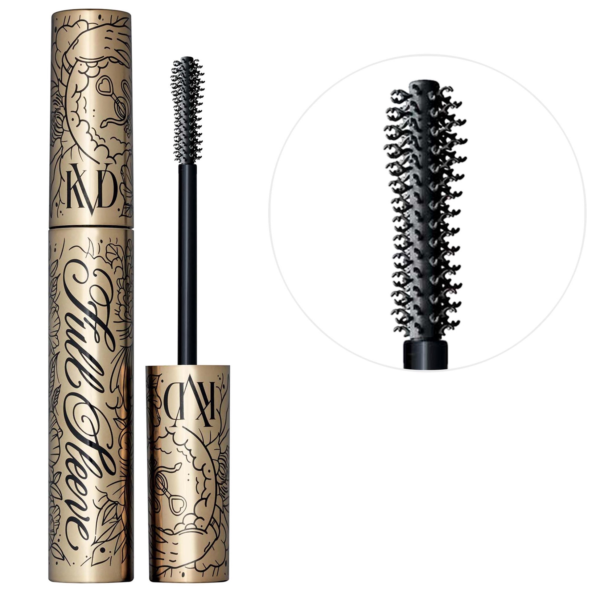 slide 1 of 9, KVD Beauty Full Sleeve Long + Defined Tubing Mascara Ink Black, 