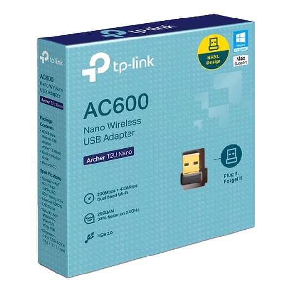 slide 2 of 4, TP-Link Ac600 Nano Usb Wireless Network Adapter, Archer T2U Nano, 1 ct