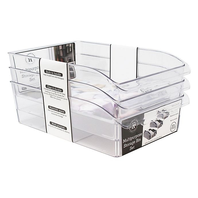 Heritage Deep Multipurpose Dresser Drawer Organizer Bins - Clear 3 ct
