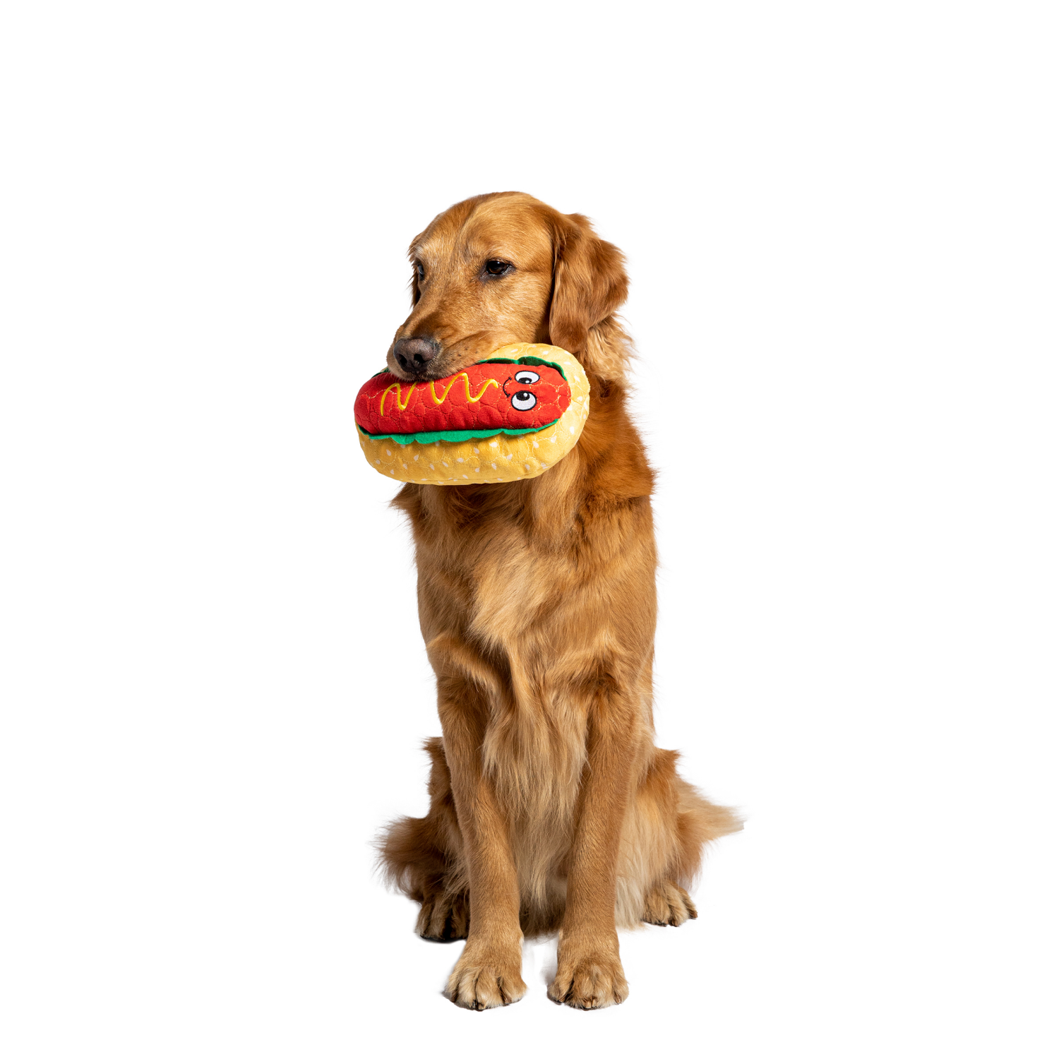 slide 5 of 6, Bite Force Built with Kevlar Tough Plush Hot Dog Dog Toy, 1 ct