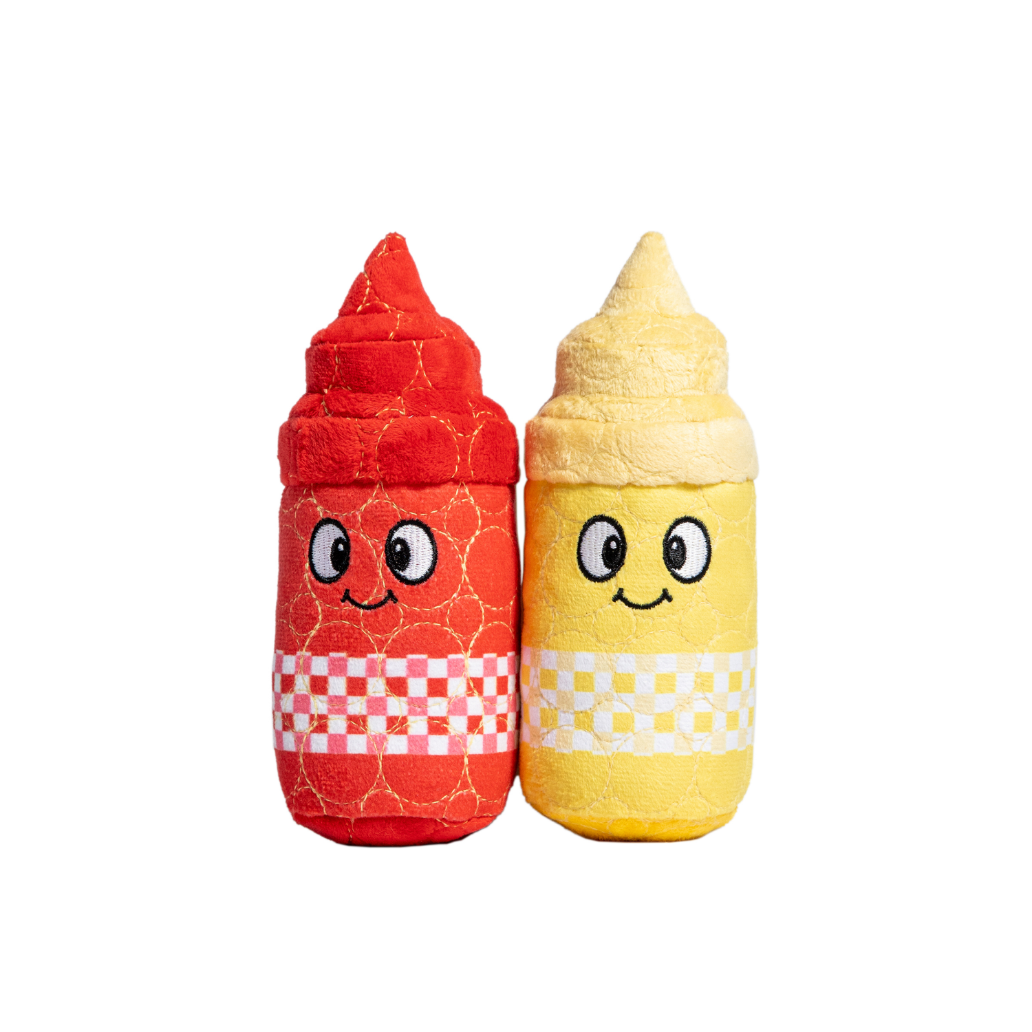 slide 5 of 5, Bite Force Built with Kevlar Tough Plush Ketchup & Mustard Dog Toy, 2 ct