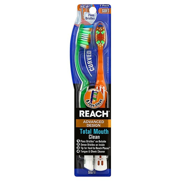 slide 1 of 1, REACH Advanced Design Total Mouth Clean Toothbrushes, 2 ct