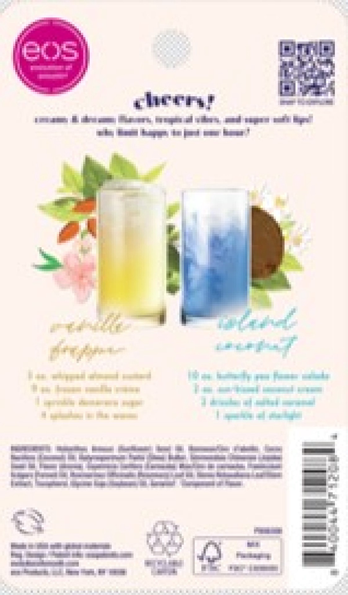 slide 3 of 5, eos Lip Balm Sticks - Island Coconut Colada + Vanilla Frappe - 2pk, 2 ct