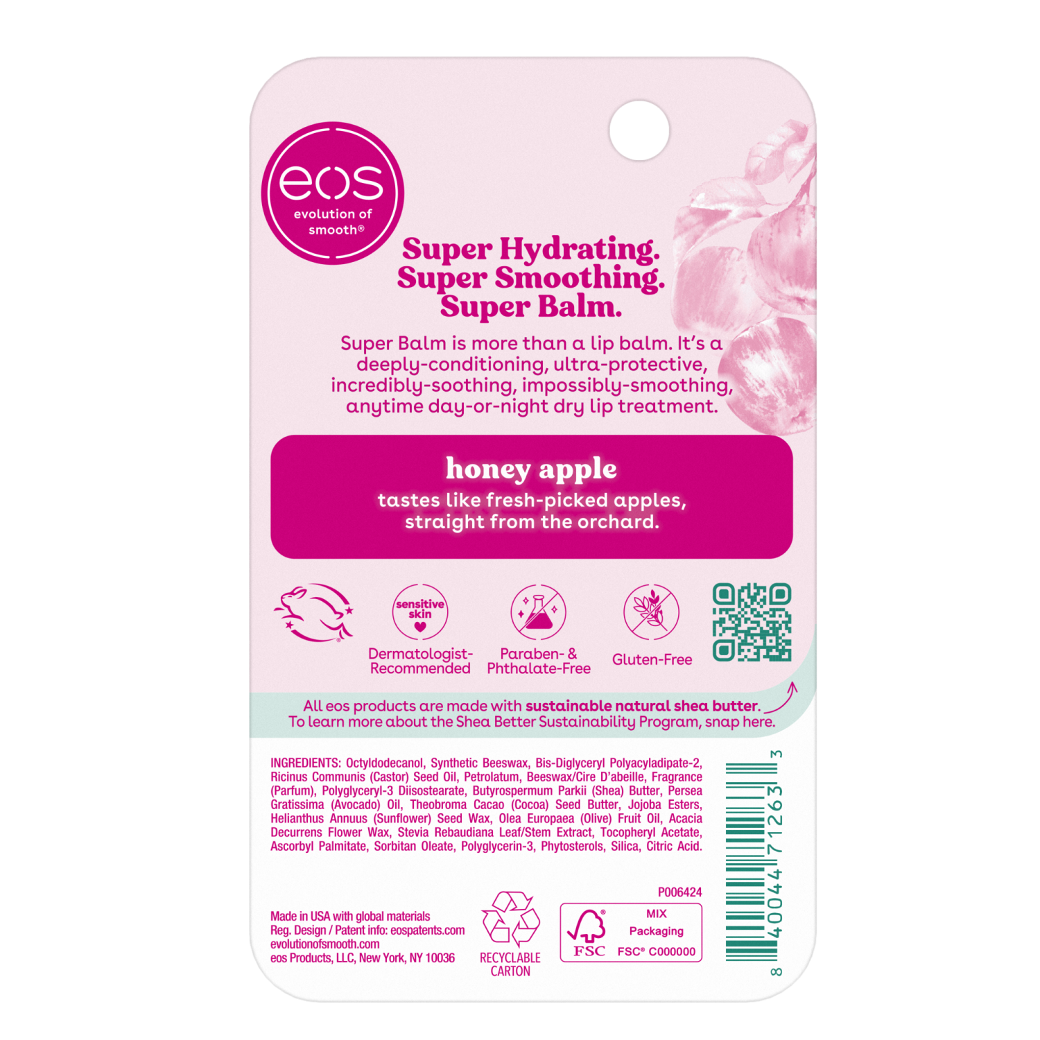 slide 2 of 7, eos 24H Moisture Honey Apple Super Balm 0.35 fl oz, 0.35 fl oz