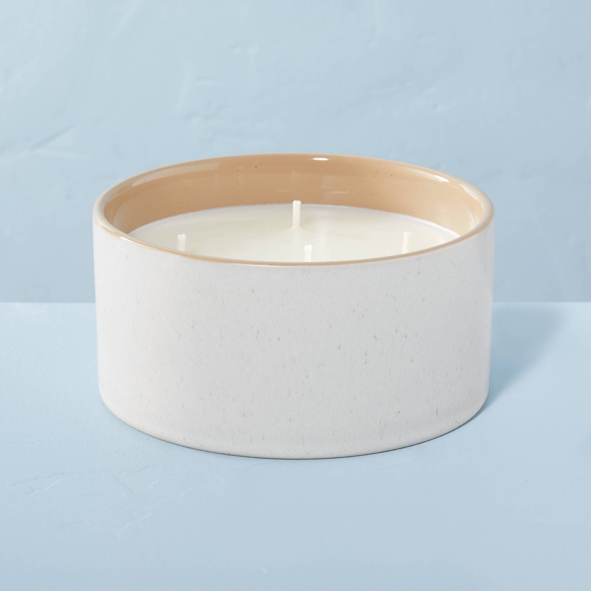 20.8oz Lemon Pie Large Tonal Ceramic 4-Wick Candle Cream - Hearth