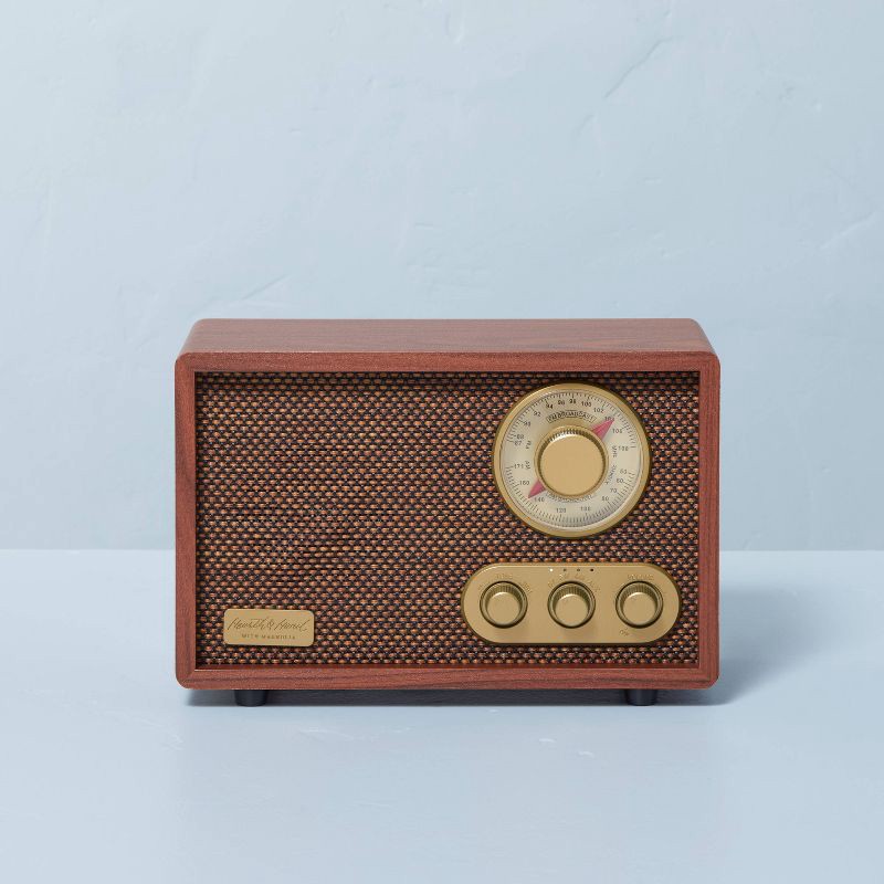slide 1 of 5, Portable AM/FM Bluetooth Radio Tonal Brown - Hearth & Hand with Magnolia, 1 ct